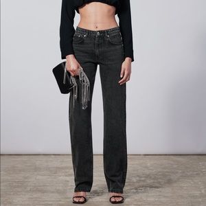 ZW The Mid Waist Straight Jeans Black